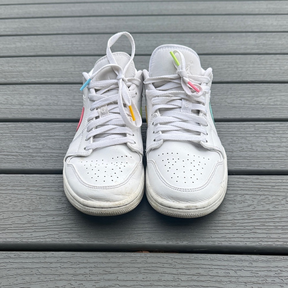 Nike Jordan 1s White Sneakers with Colorful Details. Limited release.
